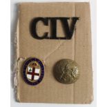 City Imperial Volunteers 1900, hat badge, Old Comrades Assoc badge, and button. (3)