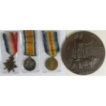 1914 Star Trio and Death Plaque to 71303 Gnr Joseph John Purcell RFA. Entitled to the Clasp &