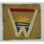 Cloth Badge: 104th Coast Artillery WW2 embroidered cloth formation sign badge in excellent worn