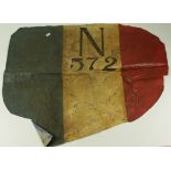 Aircraft fabric a Royal Flying Corps or Allied tail fin fabric from a WW1 aeroplane , marked N 572 ,