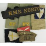 Cloth badges WW2 - Divisional patches, shoulder titles, cap tally, etc. Noted 'Chile' and 'Essex