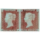 GB - 1841 Penny Red PAIR Plate 80 (BA-BB) mounted mint, appears regummed. Good margins, just