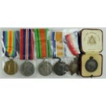 1915 trio to 452 A C Steeds RE with his sons RAF Defence & War medals in named box to A F steeds