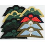 Cloth Badges: Parachute Qualification embroidered arm badges including Royal Irish Rifles, Light