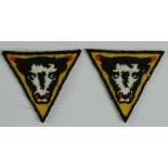 Cloth Badges: 79th Armoured Division WW2 pair of embroidered felt formation sign badges in excellent