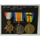 1915 Star Trio to DA.4481 F Donelly DN RNR, with MID to Victory Medal, not confirmed. (3)