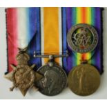 1914 Star Trio to 2118 Pte J S Chatteris 1/4 Suffolk Regt. (Sgt on Pair). With Silver War Badge No