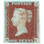 GB - 1841 Penny Red Plate 59 (M-K) mounted mint, appears regummed. Four good margins, no thins or