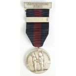 Household Brigade unmarked silver medal for The Methuen Cup for 1962. Both bars are silver plated.