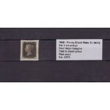 GB - 1840 Penny Black Plate 1b (M-K) Var.b (re-entry) four large margins, tied to small piece,