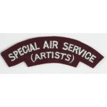 Cloth Badge: Special Air Service / (Artists) embroidered felt shoulder title badge in excellent