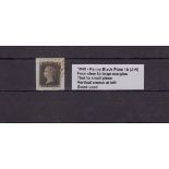 GB - 1840 Penny Black Plate 1b (J-H) four clear to large margins, tied to small piece, vertical