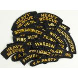 Cloth Badges: Civil Defence WW2 embroidered felt shoulder title badges - Job Titles including