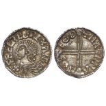 Aethelred II silver penny, Long Cross Issue, obverse legend:-+AEDELRAED REX ANGLO [Both 'AE's and '