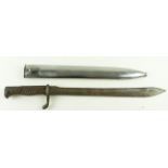 German WW1 98/05 pattern butchers bayonet scarce saw back removed 1917 conversion in later scabbard