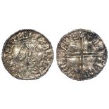 Aethelred II silver penny, Long Cross Issue, Spink 1151, obverse reads:- +AEDELRAED REX ANGLO [