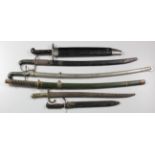 Collection of various Swords & Bayonets inc French chassepot bayonet, old copy Samurai sword, German