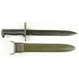 Bayonet: US WW2 M1 Bayonet in its US plastic scabbard. Blade 9.5" marked on ricasso 'A.F.H. & U.