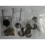 Group of ancients, some with tickets, some broken, Celtic bronzes x 3 all with find spots, Roman