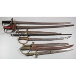 Collection of various old Swords all lacking their scabbards bar one. All rusty and in poor