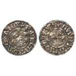 Aethelred II silver penny, Last Small Cross Issue, BUST RIGHT, Spink 1154A, obverse reads:- +