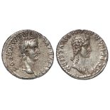 Caligula and Agrippina silver denarius, Lugdunum Mint 37-38 A.D., struck by Caligula in honour of