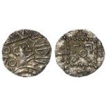 Anglo-Saxon silver sceat, Secondary Phase c.710 - c.760, East Anglian, Series R, Bust right on