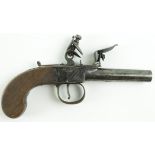 Flintlock box lock 18th century pocket pistol signed B Guest London. With most of its original