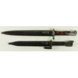 Bayonets: 1) Bayonet: Belgian FAL M1965 Export bayonet in its steel scabbard. Very good condition.