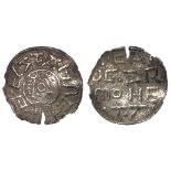 Aethelstan I King of East Anglia, silver penny, Spink 949, Crude bust right / +EA DGAR MONE TA in