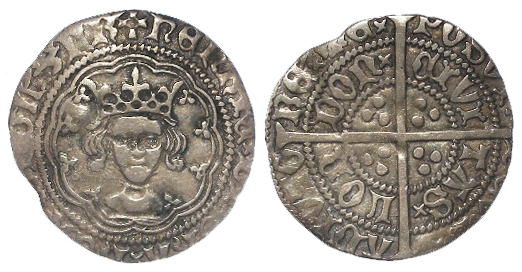 Henry V silver halfgroat Series G, of London, new neat bust, no marks, Spink 1775, with old