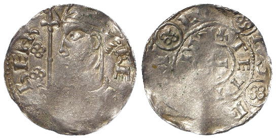 Henry I silver penny, Double Inscription Issue, Spink 1272, obverse reads:- hENR RE ['NR' ligulate],