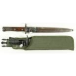 Bayonets: 1) Yugoslav Model 1924 in its steel scabbard. Ricasso marked 'NPEAY3EHE' & '44'. 2) SA80