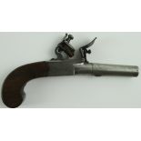 Flintlock box lock pocket pistol 18th century with folding trigger signed Tindale and Dutton London