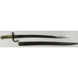 Bayonet: scarce Chasspot Model 1866 Sabre Bayonet by British maker 'Reeves' of Birmingham: so marked