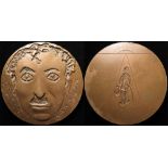 Bronze medallion of Charlie Chaplin of c.72mm, obverse:- Incuse bust of Charlie facing, reverse:-