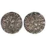 Aethelred II silver penny, Helmet Issue, Spink 1152, obverse reads:- +EDELRED REX AN [First 'D' with