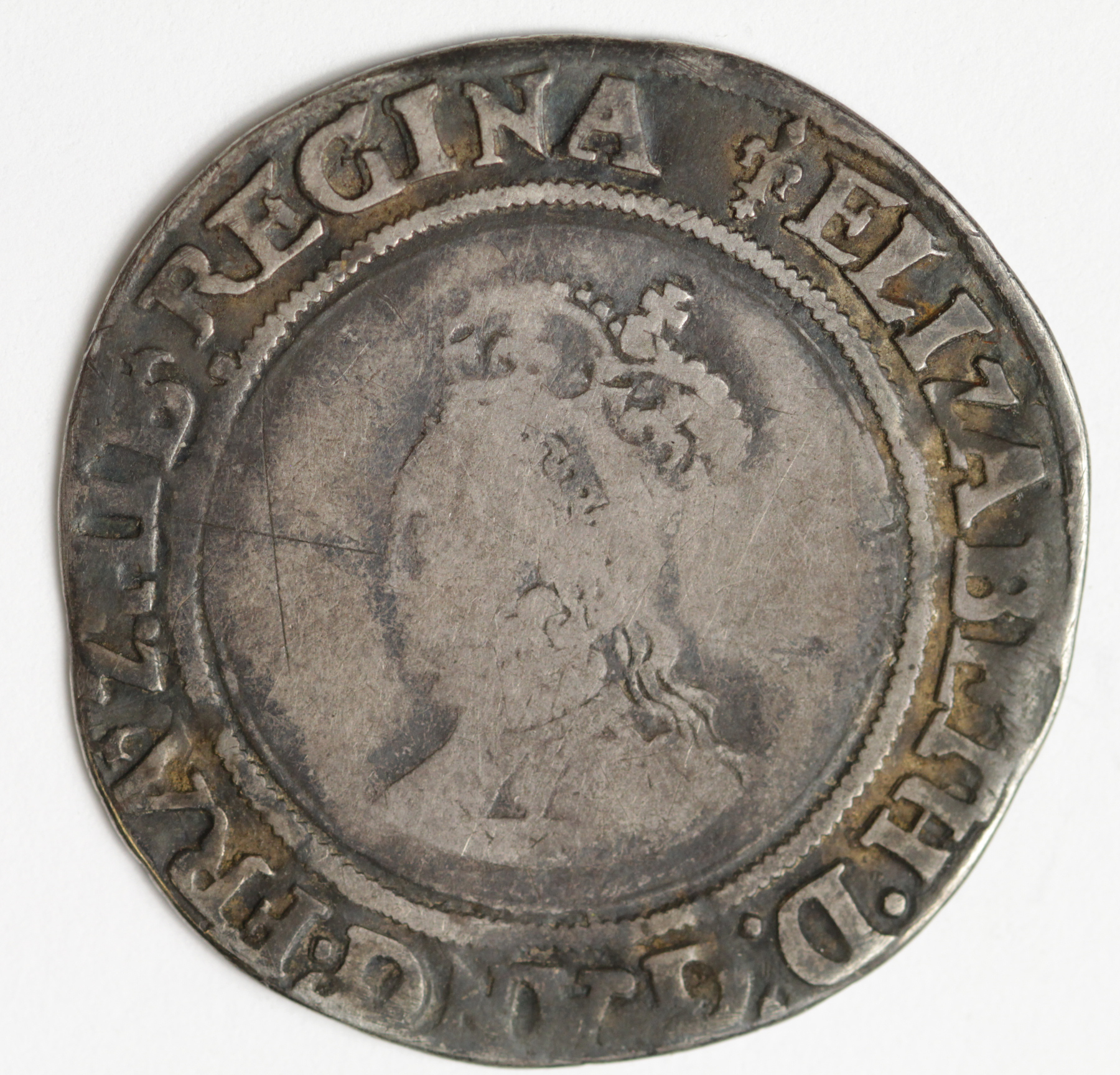 Elizabeth I silver shilling, First Issue 1559-1560, mm. Lis, reads:- ELIZABETH, Spink 2549, full,