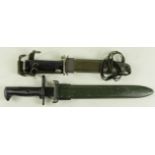 Bayonets: 1) U.S. M5 knife bayonet in US M8 A1 plastic scabbard with inspectors mark 'P.W.H.' vgc.