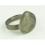 Crusades circa 1200 A.D. silve ring with shield shaped bezel 18mm