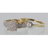 Two diamond rings. 18ct gold diamond solitaire ring, approx. 0.33ct, size R, weight 2.2g. 9ct