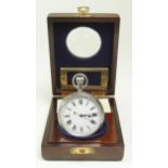 Military Swiss made stainless steel chronograph pocket watch, circa mid 20th Century, white enamel