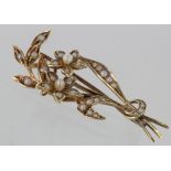 15ct Gold Brooch set with Seed pearls weight 4.5g