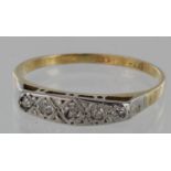 18ct Gold five stone Diamond Ring size J weight 1.6g