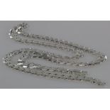 As new Gents silver flat curb necklace, approx 24". Weight 44g