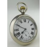 Railway interest. nickel cased pocket watch, the rear of the case engraved "L.M.S 6340" then over-