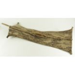 African animal hide & wood tribal shield, circa 19th Century, total length 97cm, width 36cm approx.