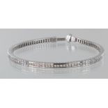 18ct white gold princess cut diamond channel set line bracelet, weight 16.4g