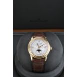 Mid-size Blancpain Triple Calendar Moonphase 18K Gold cased wristwatch. In its original box with all