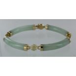 14ct yellow gold four bar bracelet with box clasp, 19cm long, weight 19g
